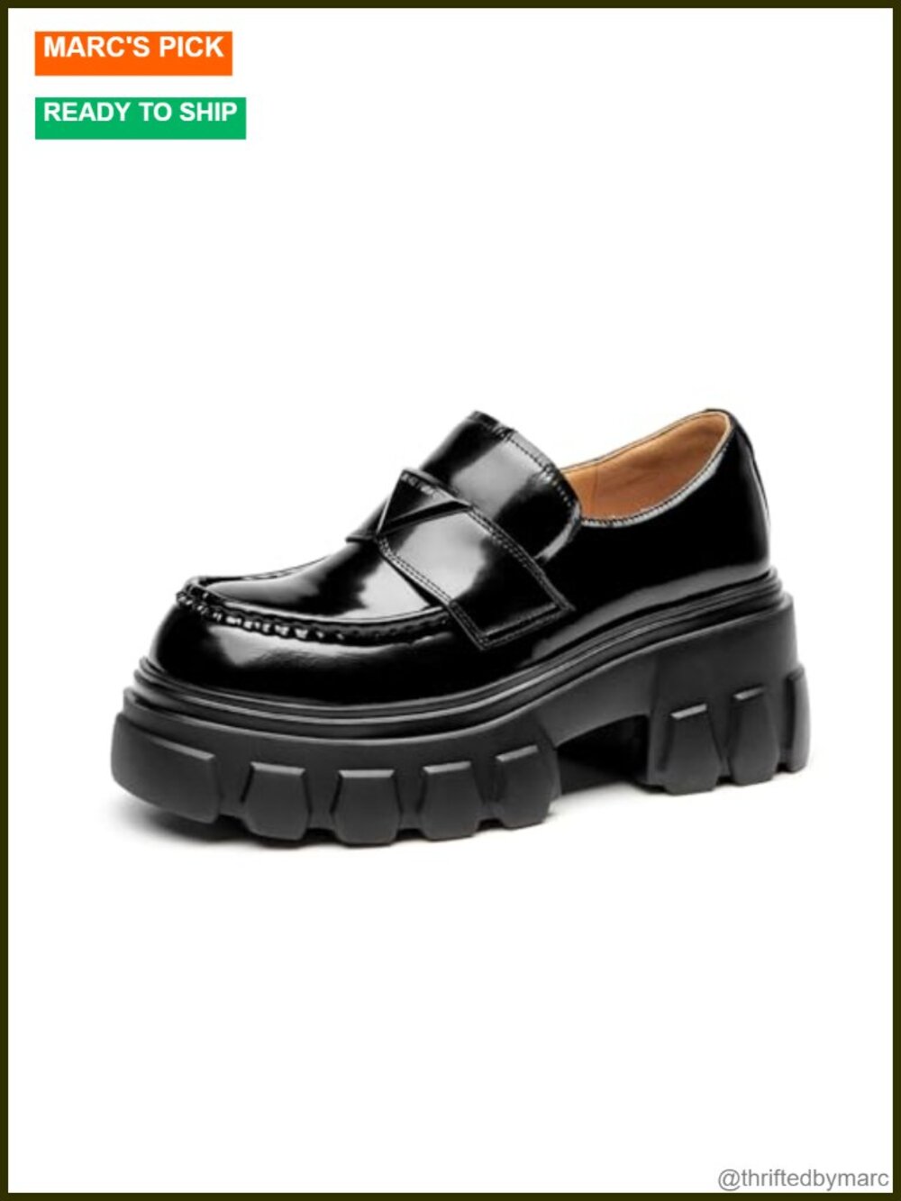 Platform Leather Loafers Chunky Lug Sole Slip-On Business Casual